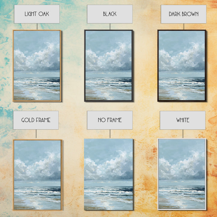 Dramatic Seascape with Foam and Storm Clouds Canvas Print, Art, Canvas Art, Living Room Decor, Fine Art, Horizontal Wall Art, ART-2x3-32
