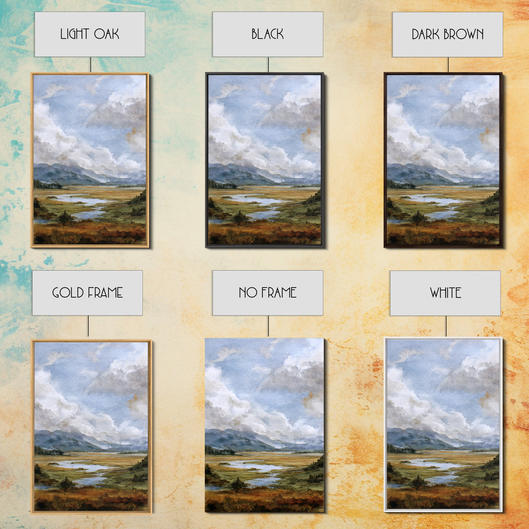 Quiet Mountain Scene Framed Canvas Print, Art, Digital Art, Living Room Decor, Fine Art, Abstract Art, Canvas Art, ART-2x3-73