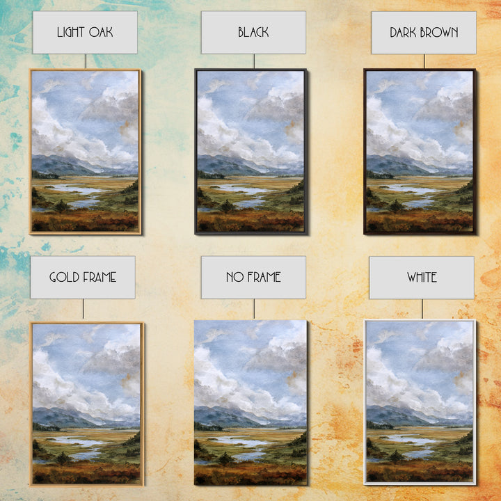 Quiet Mountain Scene Framed Canvas Print, Art, Digital Art, Living Room Decor, Fine Art, Abstract Art, Canvas Art, ART-2x3-73