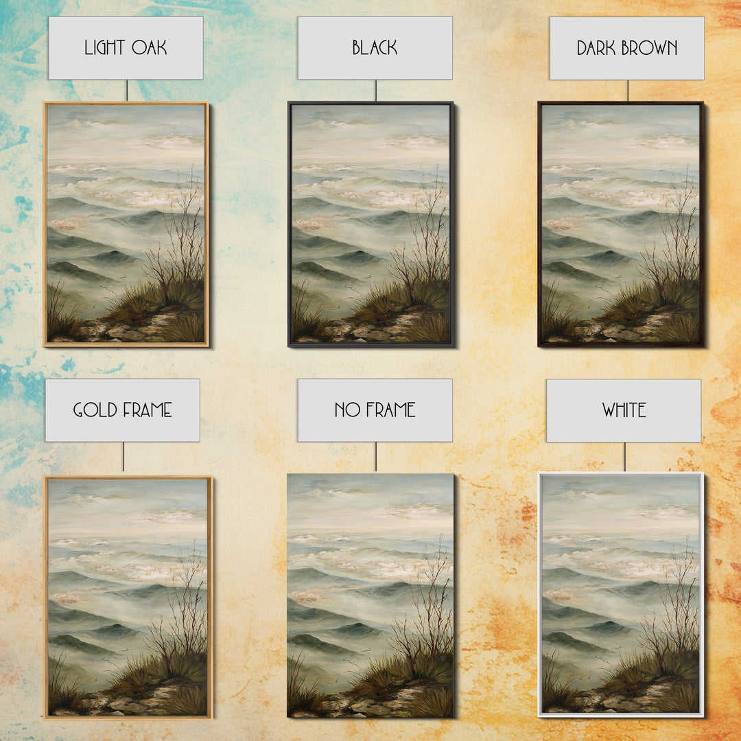 Quiet Mountain Scene Framed Canvas Print, Art, Digital Art, Living Room Decor, Fine Art, Abstract Art, Canvas Art, ART-2x3-97