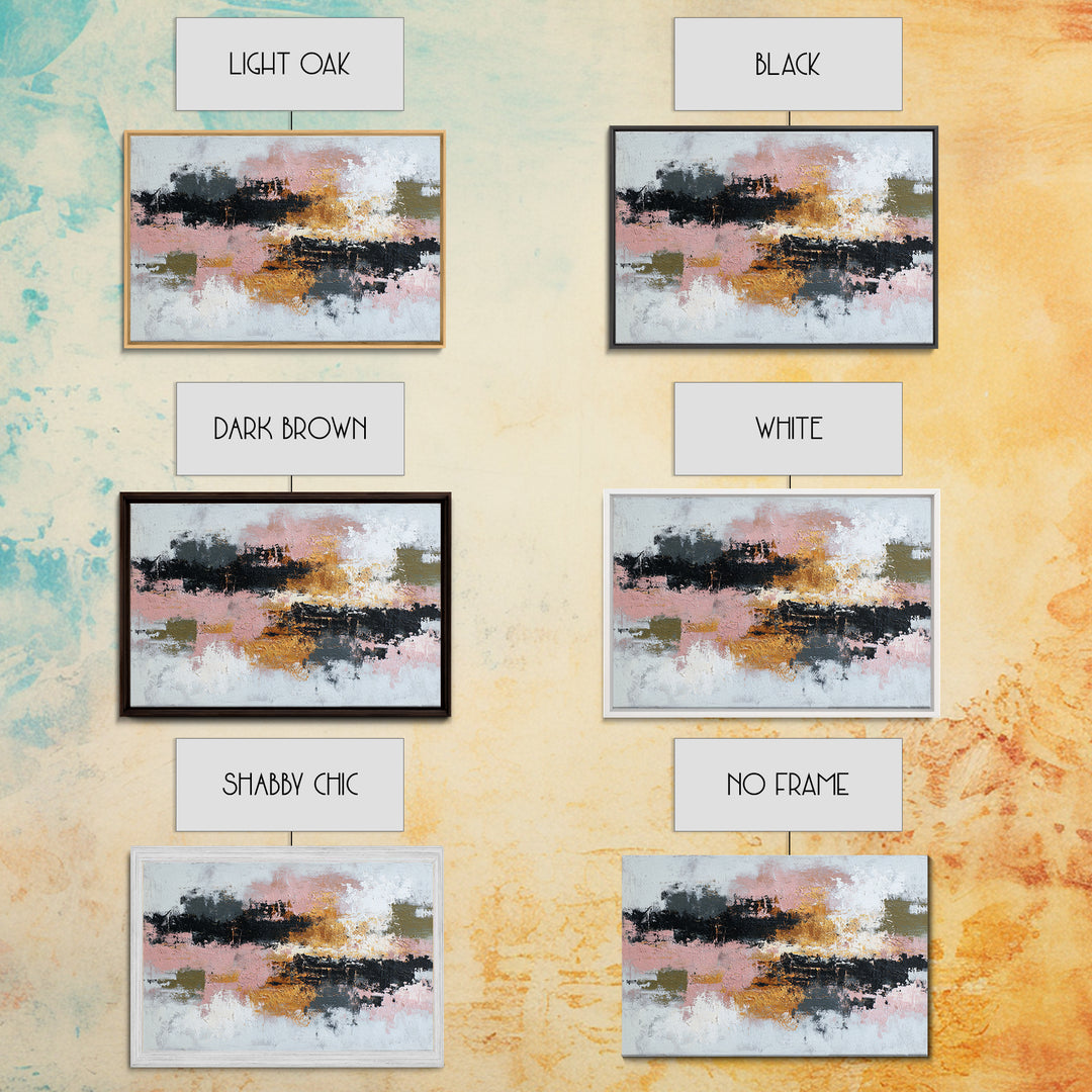 Contemporary Abstract with Layered Pigments and Energetic Framed Canvas Print, Art, Abstract Art, Living Room Decor, ART-3x2-78