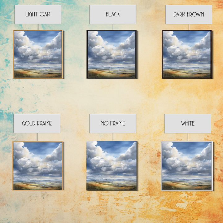 Dramatic Cloudscape over a Distant Valley Canvas Print, Above Sofa Art, Bauhaus Print, Living Room Decor, Statement, ASA-1x1-29