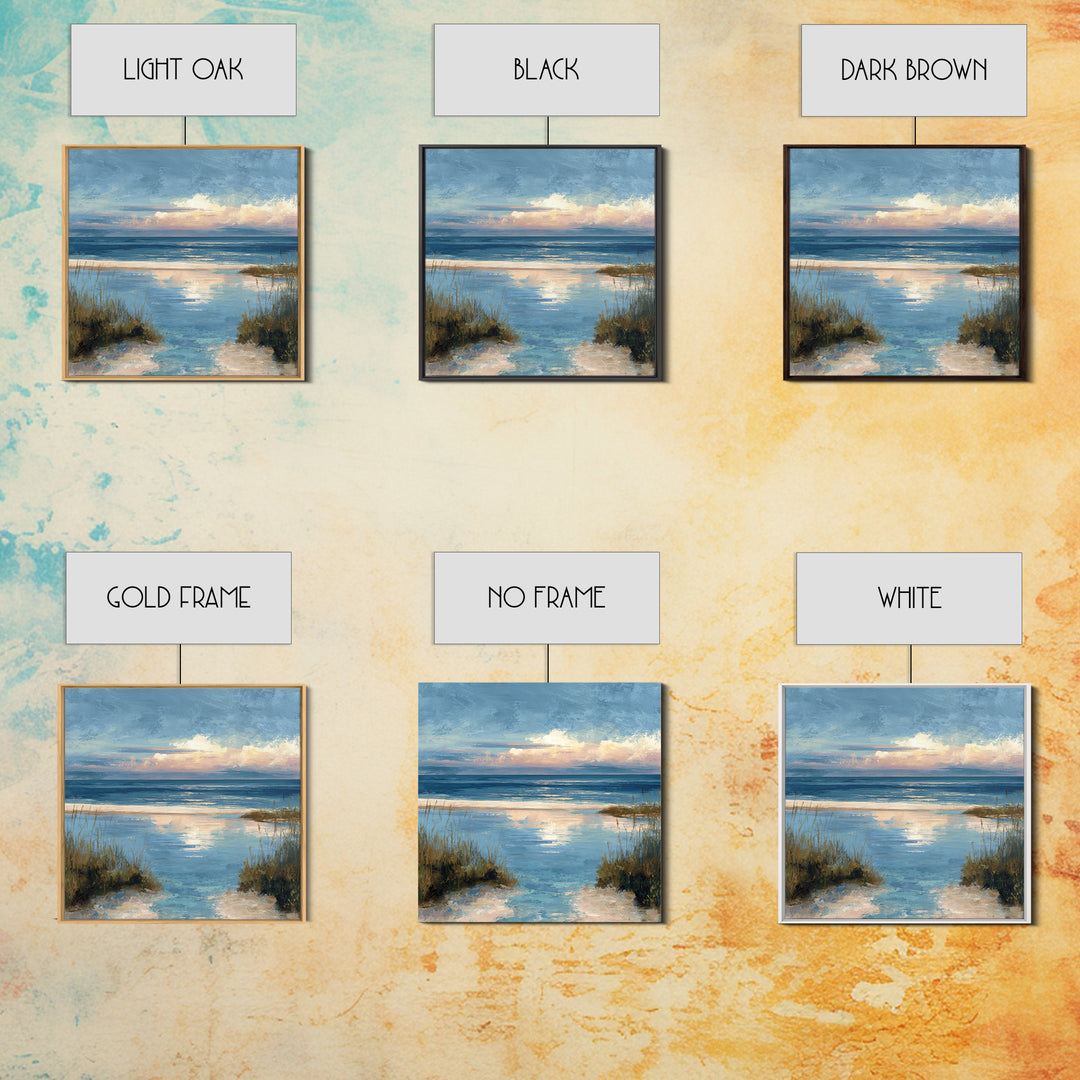 Moody Seascape at Twilight Canvas Print, Above Sofa Art, Living Room Decor, Watercolor Art, Statement 036, Set of Prints, ASA-1x1-36