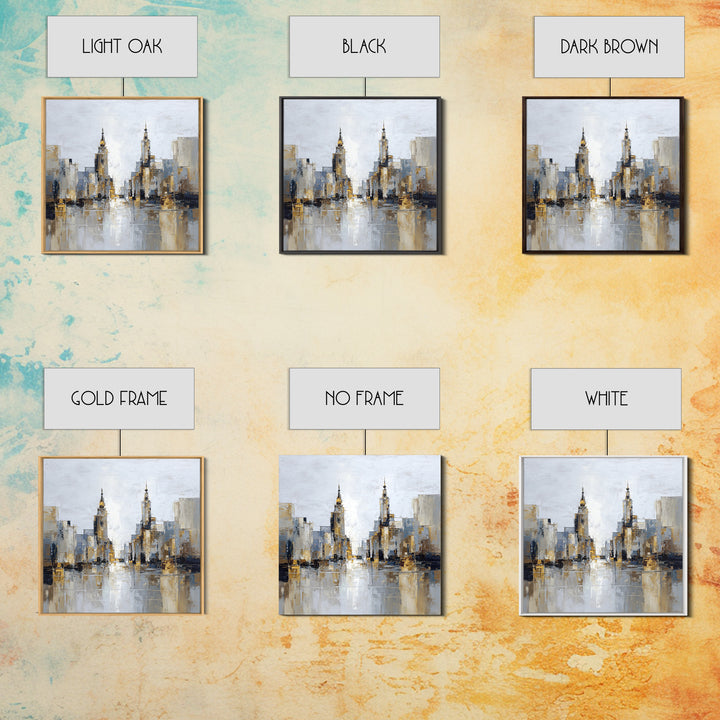 Quiet City Skyline Reduced to Elegant Shapes Canvas Print, Above Sofa Art, Floral Wall Art, Living Room Decor, Abstract Art, ASA-1x1-94