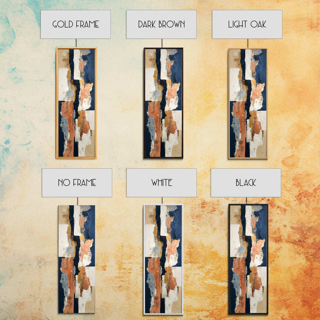 Bold Navy and Ivory Abstract Brushwork Canvas Print, Above Sofa Art, Floral Wall Art, Living Room Decor, Abstract Art, ASA-1x3-78