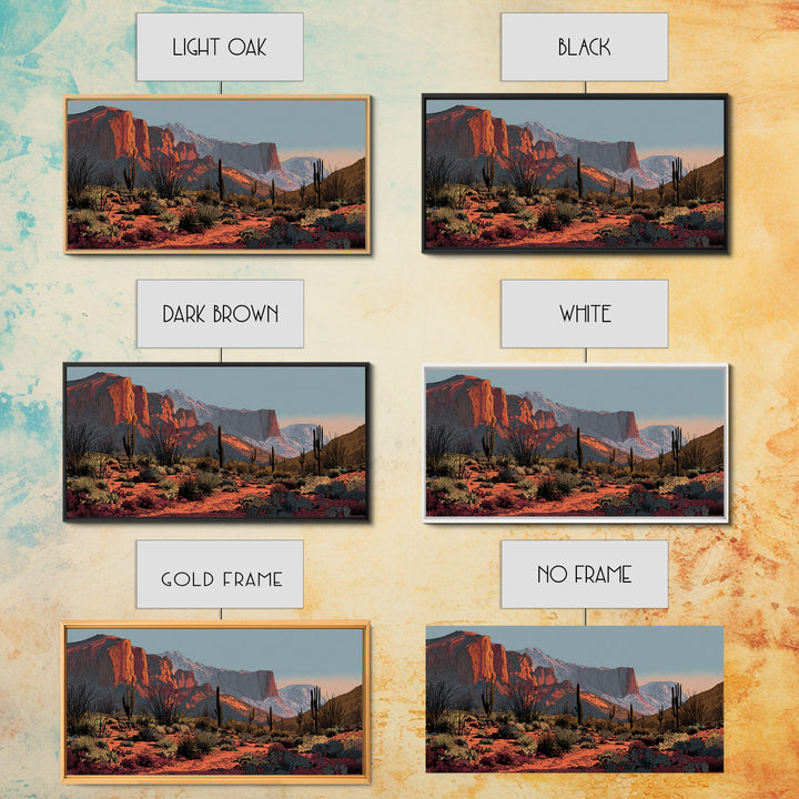 Desert Mesa Panorama Framed Canvas Print, Above Sofa Art, Modern Decor, Living Room Decor, Fine Art, Statement, Home Decor, ASA-2x1-16