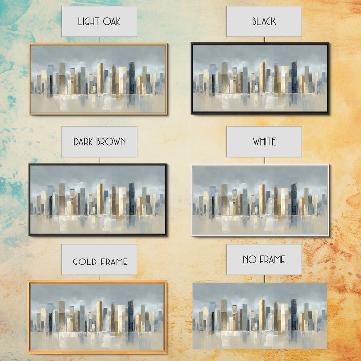 Quiet City Skyline Reduced to Elegant Shapes Canvas Print, Above Sofa Art, Gallery Decor, Living Room Decor, Statement, ASA-2x1-42