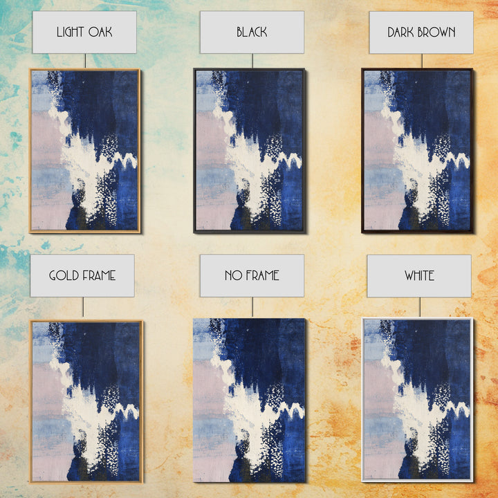 Bold Navy and Ivory Abstract Brushwork Framed Canvas Print, Above Sofa Art, Gallery Decor, Living Room Decor, Statement, ASA-2x3-2