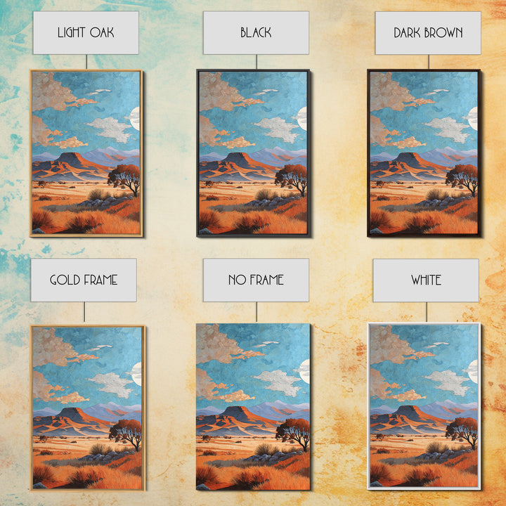 Desert Mesa Panorama Framed Canvas Print, Above Sofa Art, Framed Wall Art, Living Room Decor, Oil Painting, Statement, ASA-2x3-28