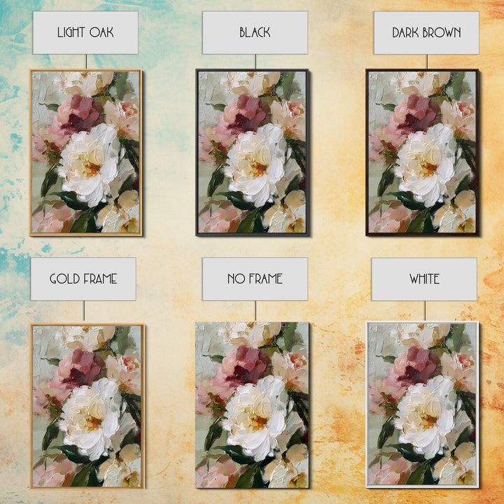 Large Expressive Floral Bouquet Framed Canvas Print, Above Sofa Art, Art Print, Living Room Decor, Fine Art, Statement, ASA-2x3-38