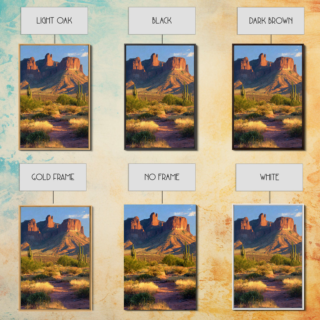 Desert Mesa Panorama Framed Canvas Print, Above Sofa Art, Modern Art, Living Room Decor, Fine Art, Statement, Art Print, ASA-2x3-4