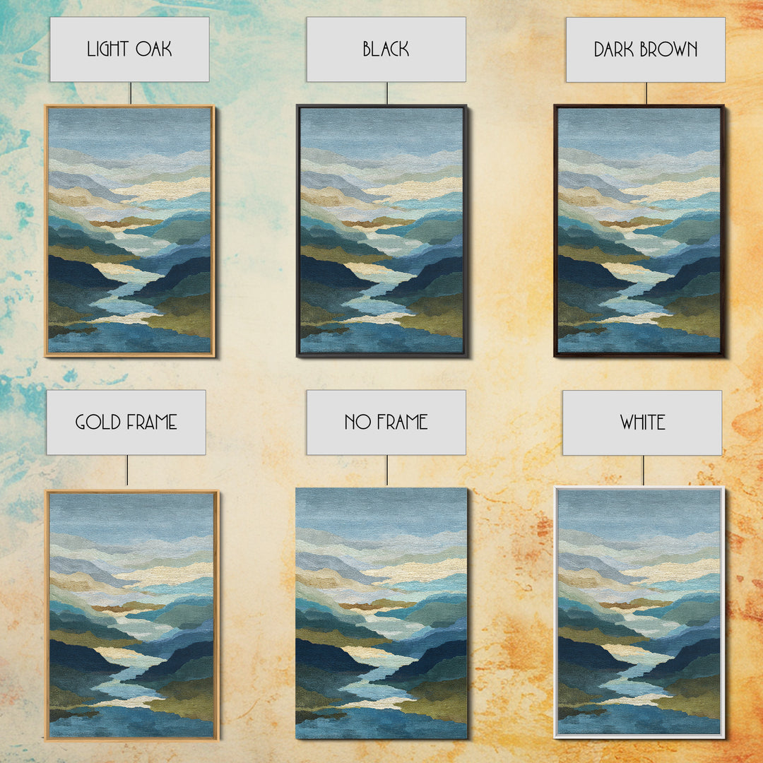 Abstract River Bends Framed Canvas Print, Above Sofa Art, Botanical Wall Art, Living Room Decor, Fine Art, Statement, ASA-2x3-55