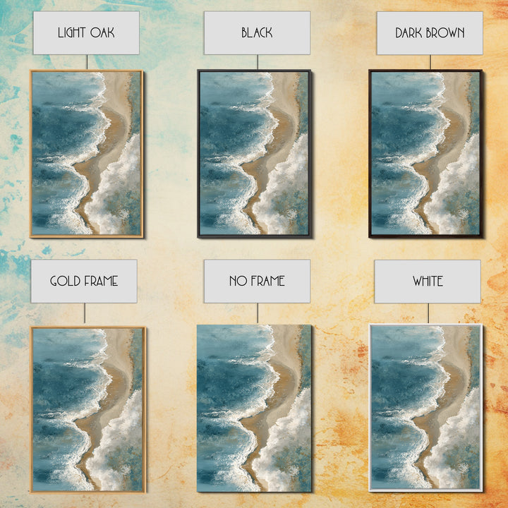 Panoramic Coastal Shoreline from an Aerial View Framed Canvas Print, Above Sofa Art, Boho Decor, Living Room Decor, Statement, ASA-2x3-59