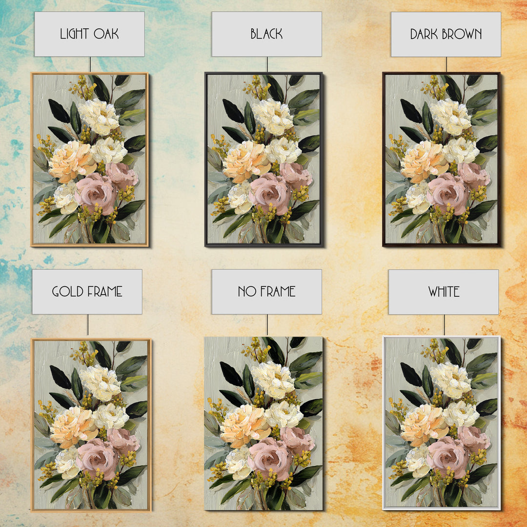 Large Expressive Floral Bouquet Canvas Print, Above Sofa Art, Wall Art, Living Room Decor, Statement, Horizontal Wall Art, ASA-2x3-62