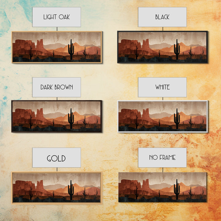 Desert Mesa Panorama Framed Canvas Print, Above Sofa Art, Fine Art Print, Living Room Decor, Oil Painting, Statement, ASA-3x1-60
