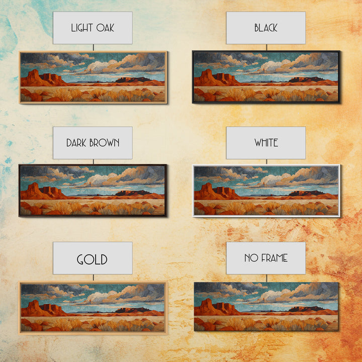 Desert Mesa Panorama Framed Canvas Print, Above Sofa Art, Home Decor, Living Room Decor, Statement, Oversized Wall Art, ASA-3x1-84