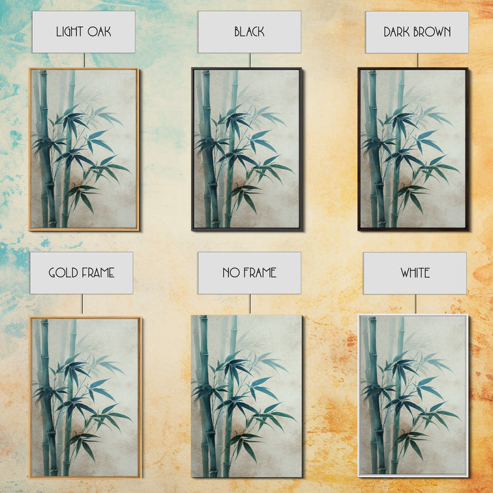 Minimal Bamboo Stalks Framed Canvas Print, Asian Inspired Art, Statement Artwork, Living Room Decor, Fine Art, Harmony, ASI-2x3-4