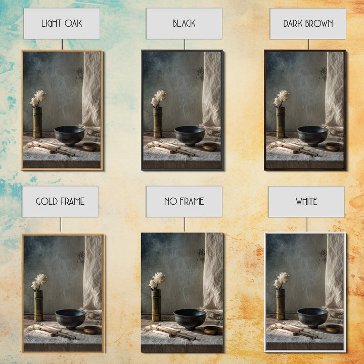 Tea Bowl and Steam Still Life on Canvas Print, Asian Inspired Art, Asian, Living Room Decor, Oil Painting, Harmony, ASI-2x3-95