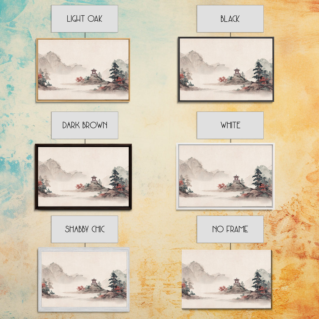 Chinese Mountain Scroll Landscape Canvas Print, Asian Inspired Art, Boho Decor, Living Room Decor, Fine Art, Harmony, ASI-3x2-84