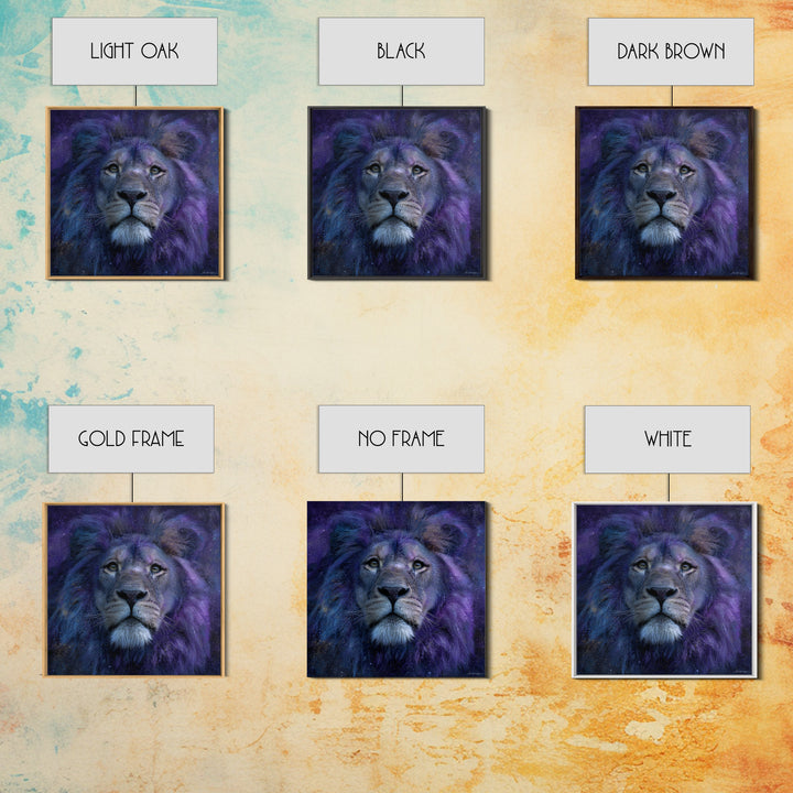 Celestial Lion Portrait Formed from Star Patterns Canvas Print, Astrology Art, Textured Painting, Living Room Decor, Zodiac, AST-1x1-98