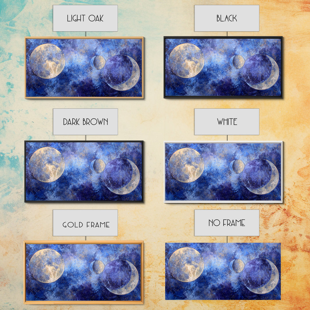 Celestial Twins Surrounded by Mirrored Moons Canvas Print, Astrology Art, Astrology Gifts, Living Room Decor, Oil Painting, AST-2x1-53
