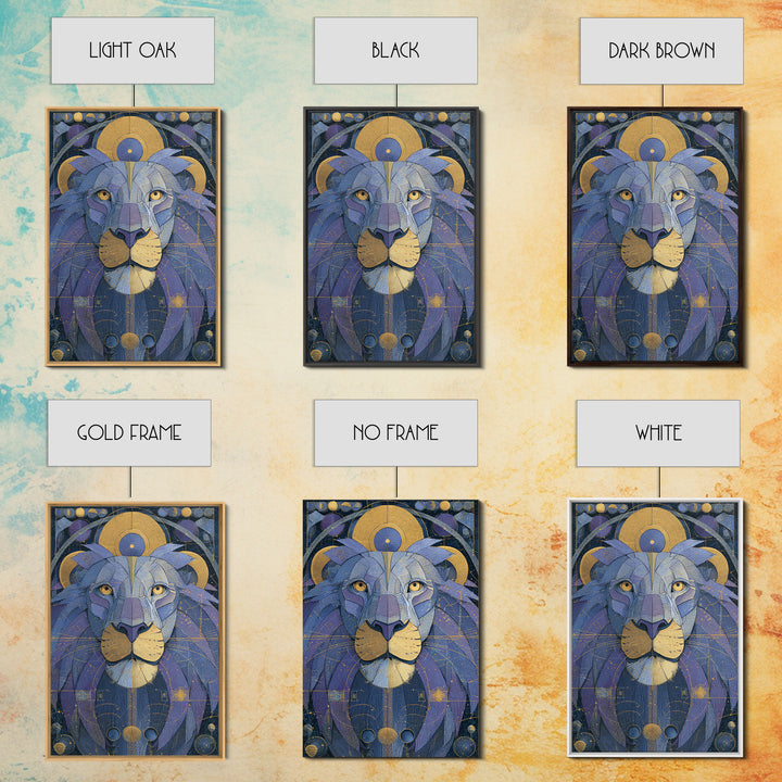 Celestial Lion Portrait Formed from Star Patterns Canvas Print, Astrology Art, Contemporary Art, Living Room Decor, Zodiac, AST-2x3-10