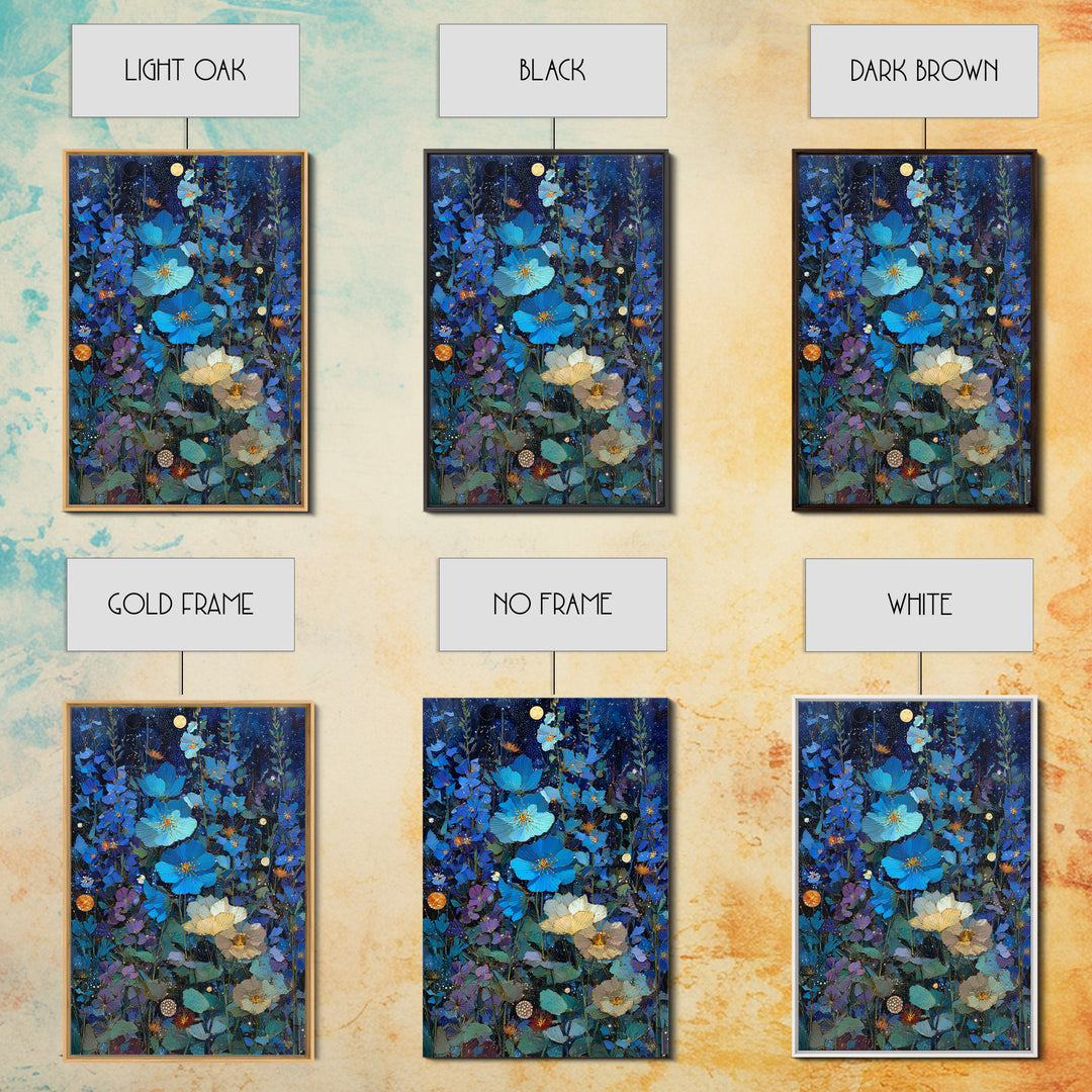 Dreamlike Night Garden Framed Canvas Print, Astrology Art, Printable Art, Living Room Decor, Watercolor Art, Zodiac, AST-2x3-78