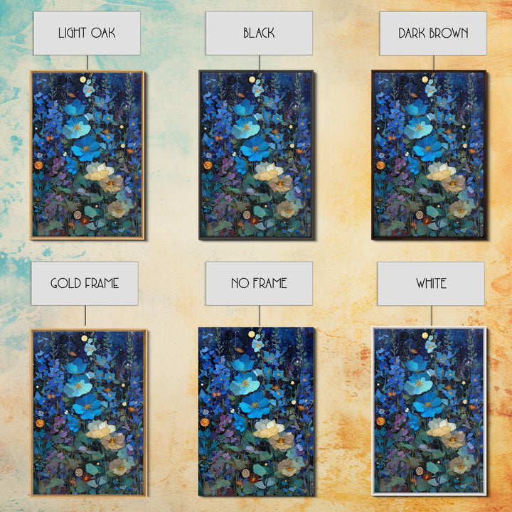 Dreamlike Night Garden Framed Canvas Print, Astrology Art, Printable Art, Living Room Decor, Watercolor Art, Zodiac, AST-2x3-78