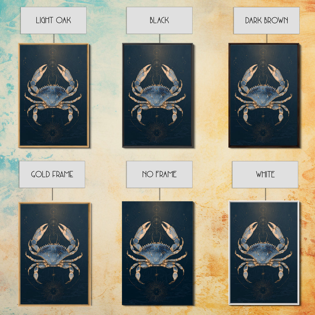 Celestial Crab under Glowing Ocean Moonlight Canvas Print, Astrology Art, Psychedelic Art, Living Room Decor, Fine Art, Zodiac, AST-2x3-96