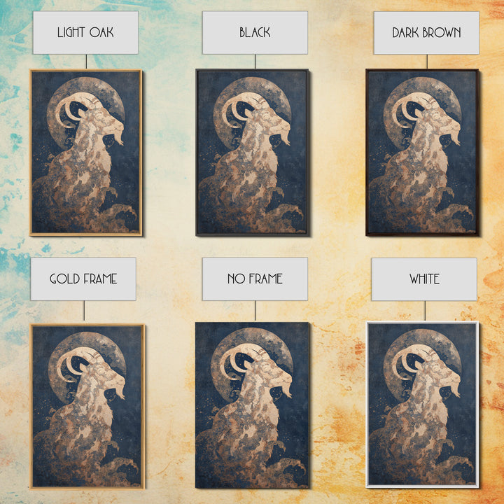 Capricorn Sea Goat Emerging from Cosmic Waves Canvas Print, Astrology Art, Zodiac Sign Print, Living Room Decor, Zodiac, AST-2x3-99