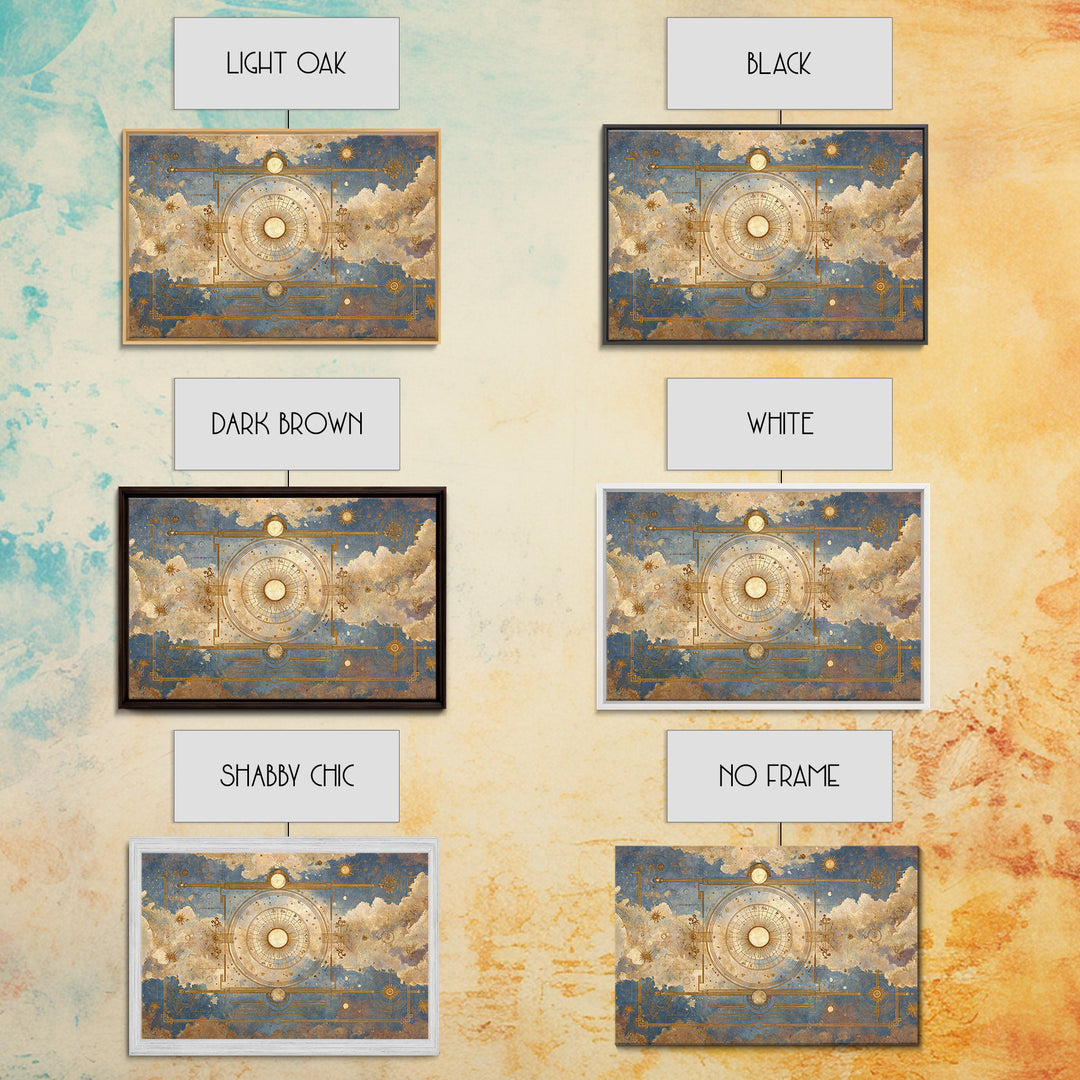 Retro Horoscope Chart Framed Canvas Print, Astrology Art, Leo Wall Art, Living Room Decor, Abstract Art, Zodiac, AST-3x2-25