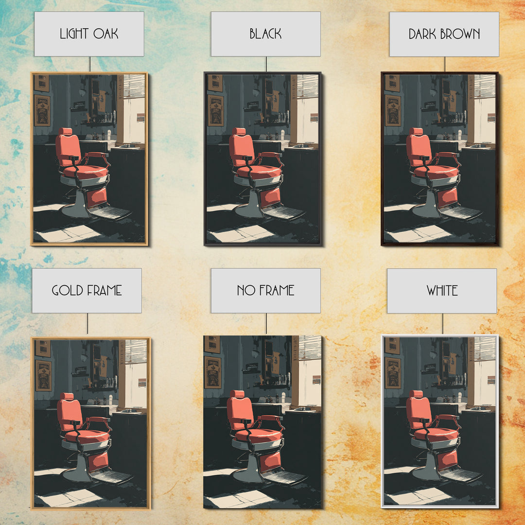 Barber Chair Silhouette Rendered as Iconic Graphic Canvas Print, Barbershop Art, Wall Decor, Barbershop Decor, Grooming, BAA-2x3-43