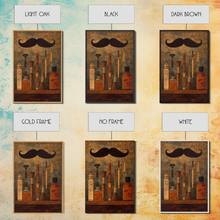 Classic Mustache Chart Illustrated Canvas Print, Barbershop Art, Wall Decor, Barbershop Decor, Oil Painting, Grooming, BAA-2x3-72