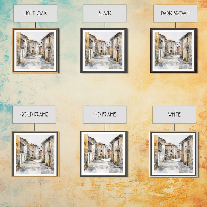 Soft Watercolor Village Street at Dawn Canvas Print, Bed and Breakfast Art, Fine Art Print, Living Room Decor, Fine Art, BAB-1x1-5