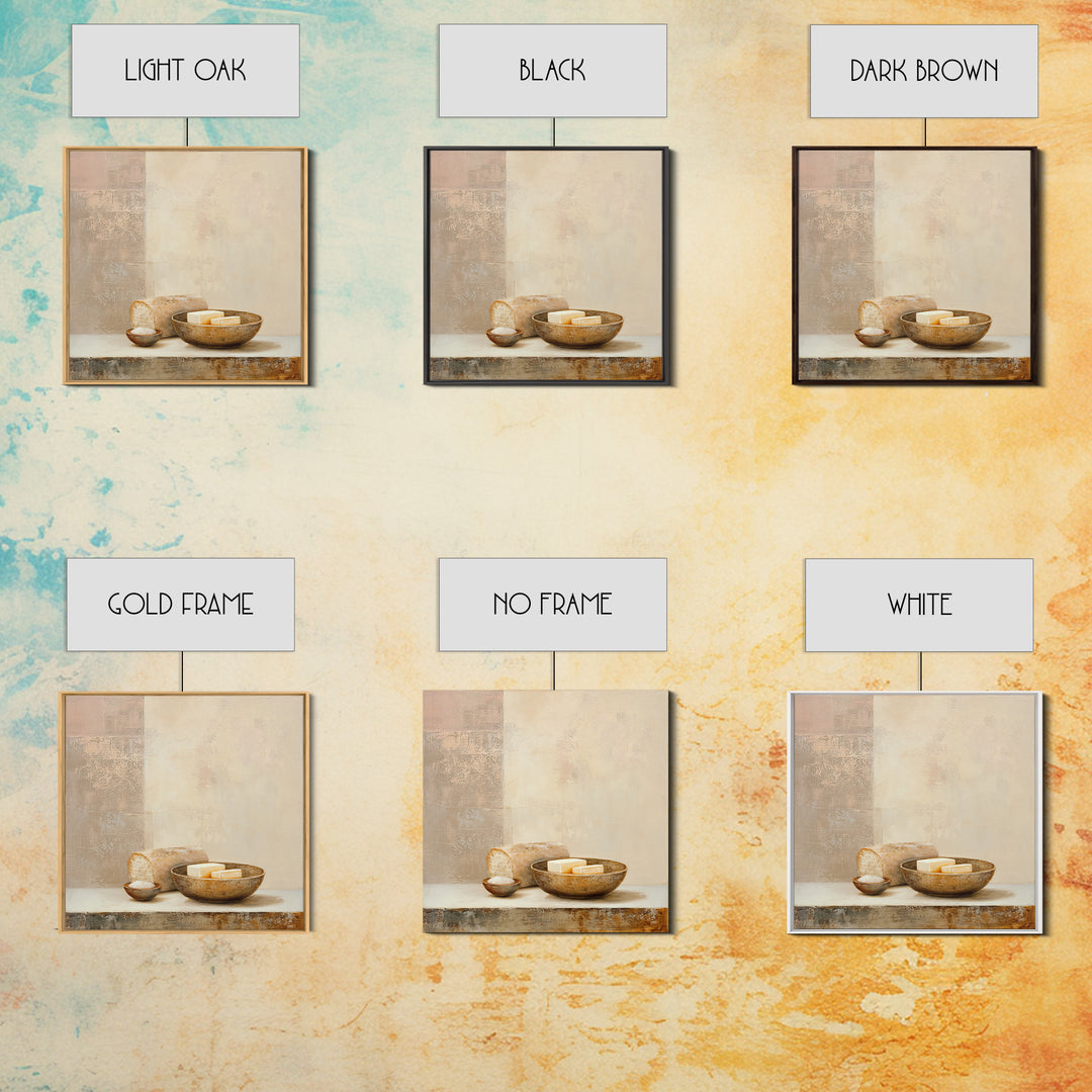 Freshly Baked Bread Framed Canvas Print, Bed and Breakfast Art, Above Bed Decor, Living Room Decor, Fine Art, BAB-1x1-68