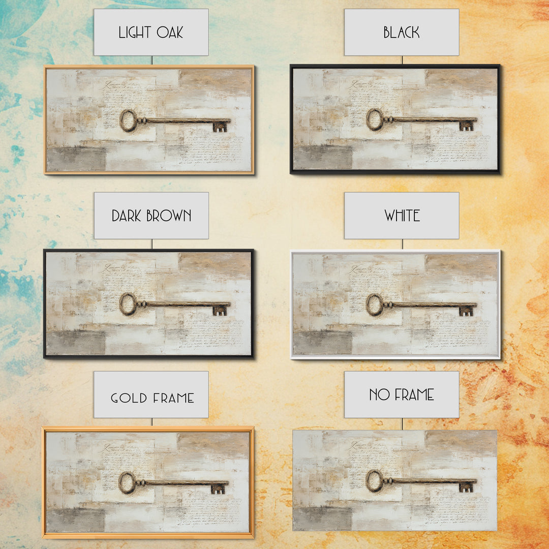 Antique Key and Handwritten Letter Arrangement Without Canvas Print, Bed and Breakfast Art, Farmhouse Decor, Living Room Decor, BAB-2x1-53