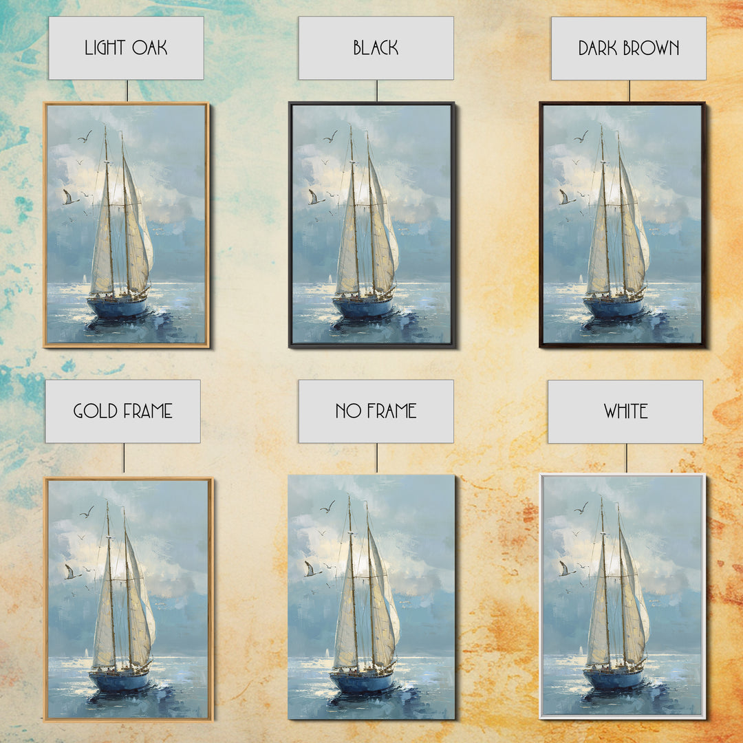 Coastal Inn Sailboat at Sunrise Framed Canvas Print, Bed and Breakfast Art, Printable, Living Room Decor, Fine Art, BAB-2x3-1