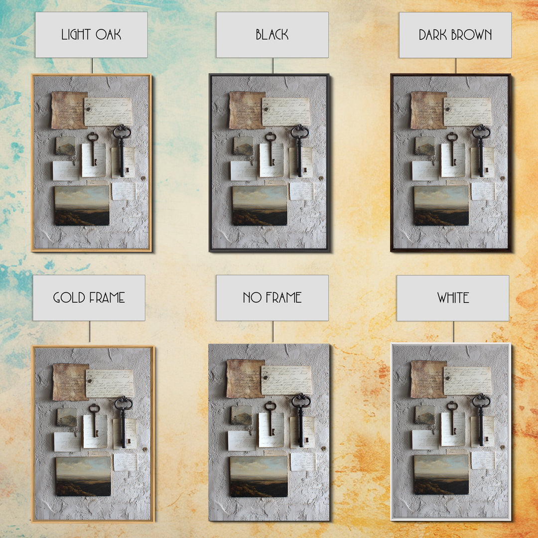 Antique Key and Handwritten Letter Arrangement Without Canvas Print, Bed and Breakfast Art, Bedroom Decor, Living Room Decor, BAB-2x3-17