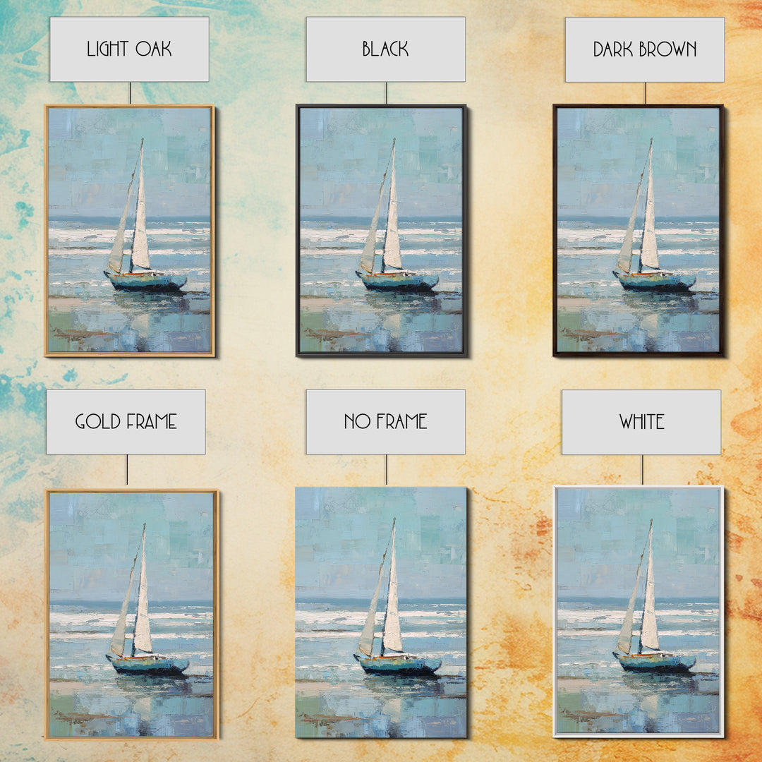 Coastal Inn Sailboat at Sunrise Framed Canvas Print, Bed and Breakfast Art, Printable, Living Room Decor, Fine Art, BAB-2x3-25