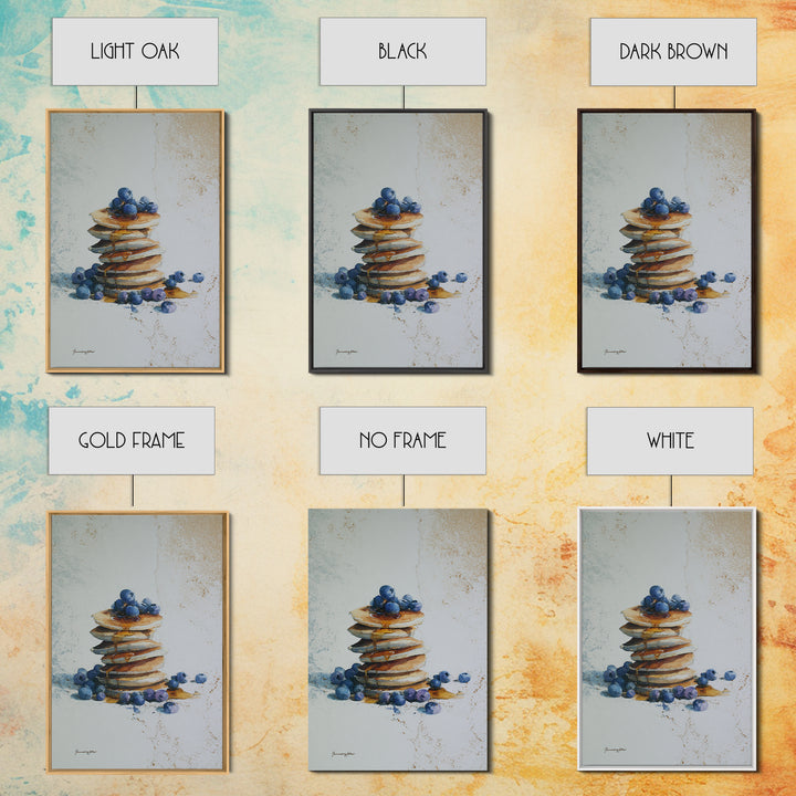Blueberry Pancakes Still Life Canvas Print, Bed and Breakfast Art, Contemporary Art, Living Room Decor, Fine Art, BAB-2x3-40