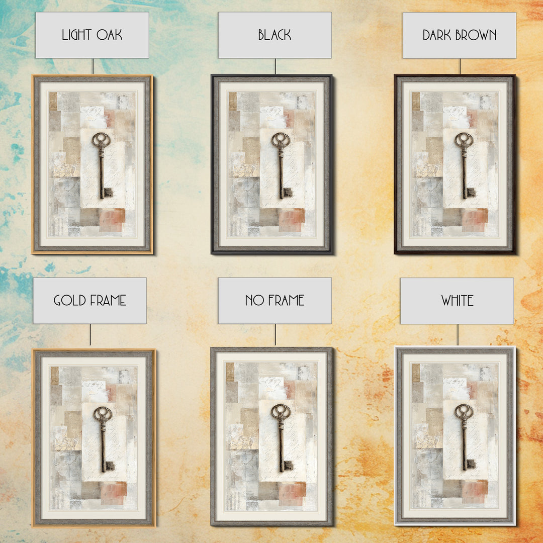 Antique Key and Handwritten Letter Arrangement Without Canvas Print, Bed and Breakfast Art, Bedroom Decor, Living Room Decor, BAB-2x3-41