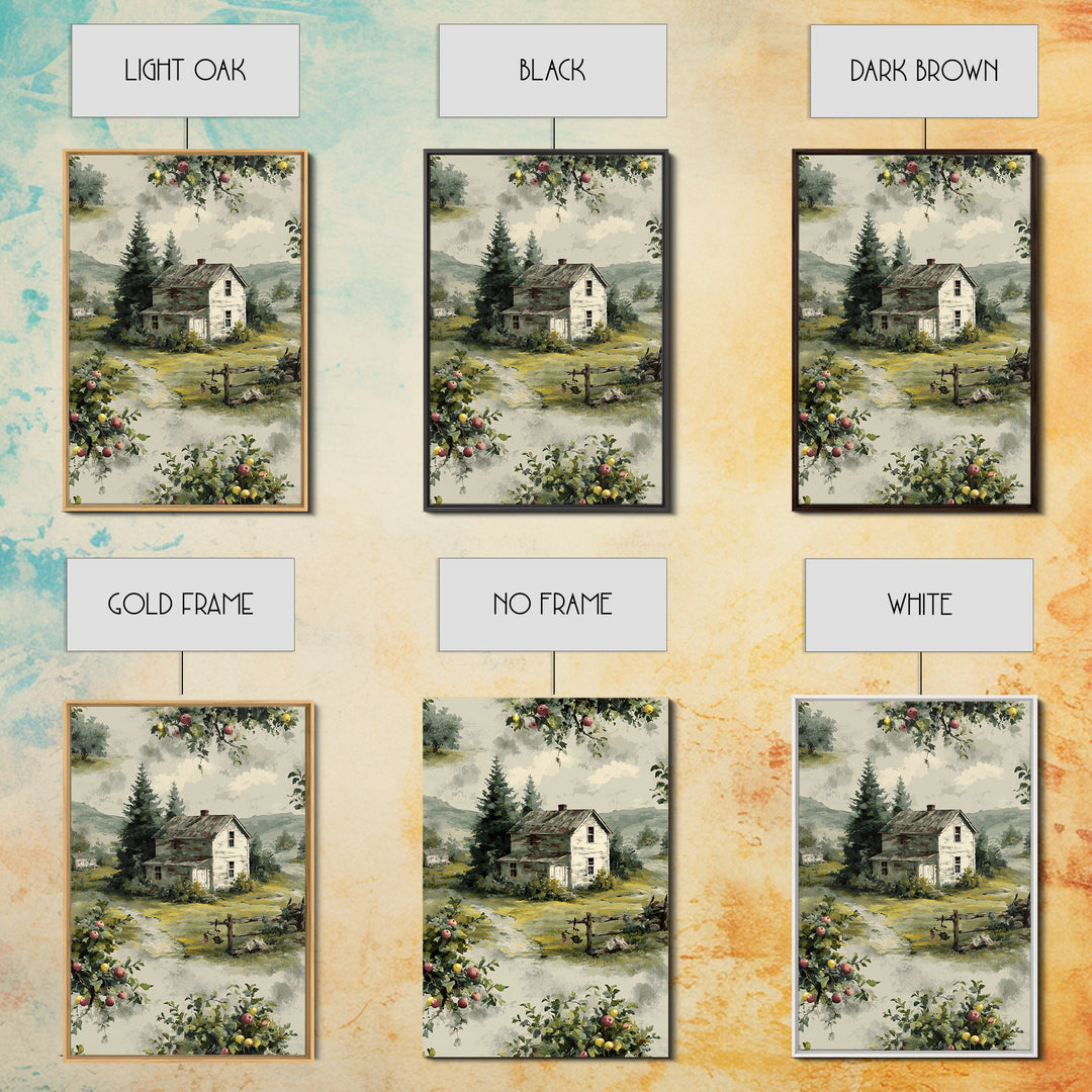 Apple Orchard Scene Canvas Print, Bed and Breakfast Art, Wood Wall Art, Living Room Decor, Fine Art, Farmhouse Wall Art, BAB-2x3-45