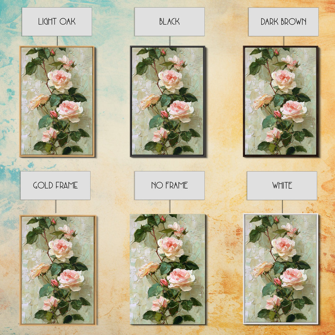 Garden Roses in Romantic Oil Paint Canvas Print, Bed and Breakfast Art, Farmhouse Decor, Living Room Decor, Statement Artwork, BAB-2x3-53