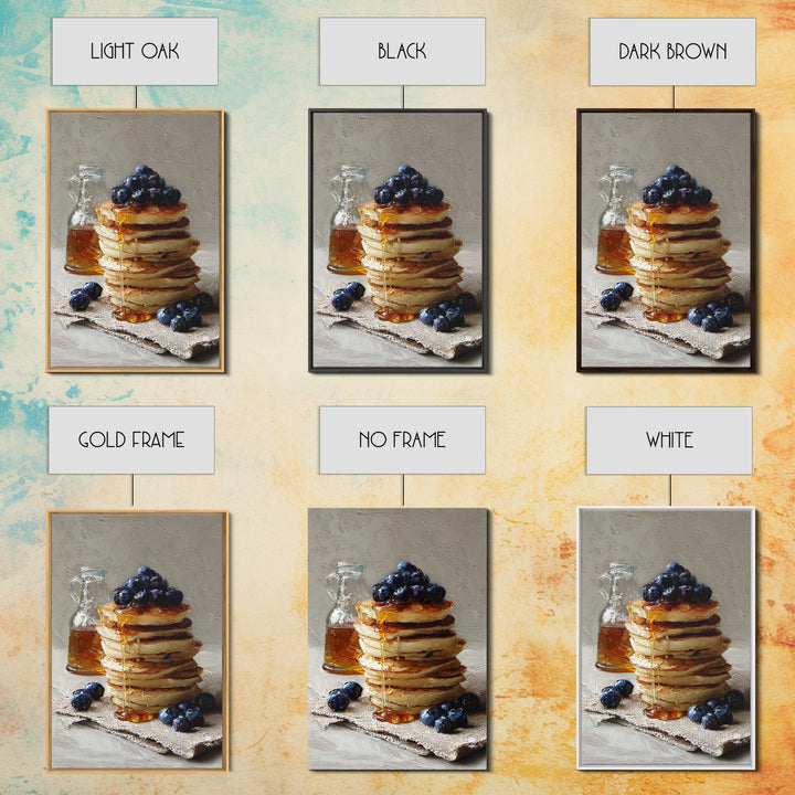 Blueberry Pancakes Still Life Framed Canvas Print, Bed and Breakfast Art, Print, Living Room Decor, Fine Art, BAB-2x3-64