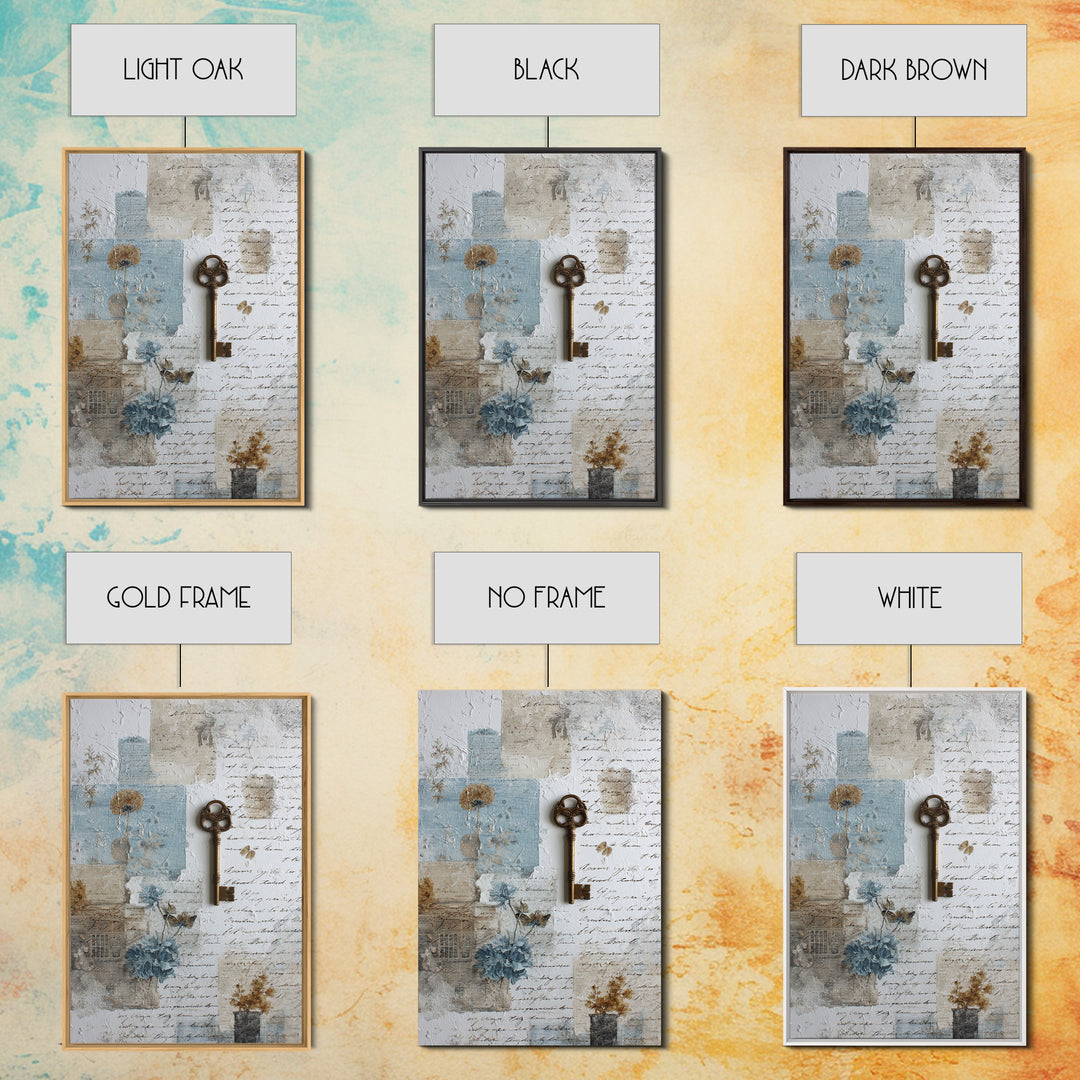 Antique Key and Handwritten Letter Arrangement Without Canvas Print, Bed and Breakfast Art, Bed, Living Room Decor, Fine Art, BAB-2x3-65