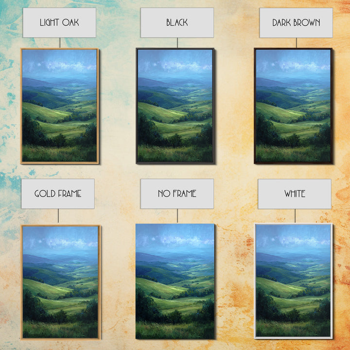 Classic Landscape with Rolling Green Hills Framed Canvas Print, Bed and Breakfast Art, Bedroom Art, Living Room Decor, Fine Art, BAB-2x3-8