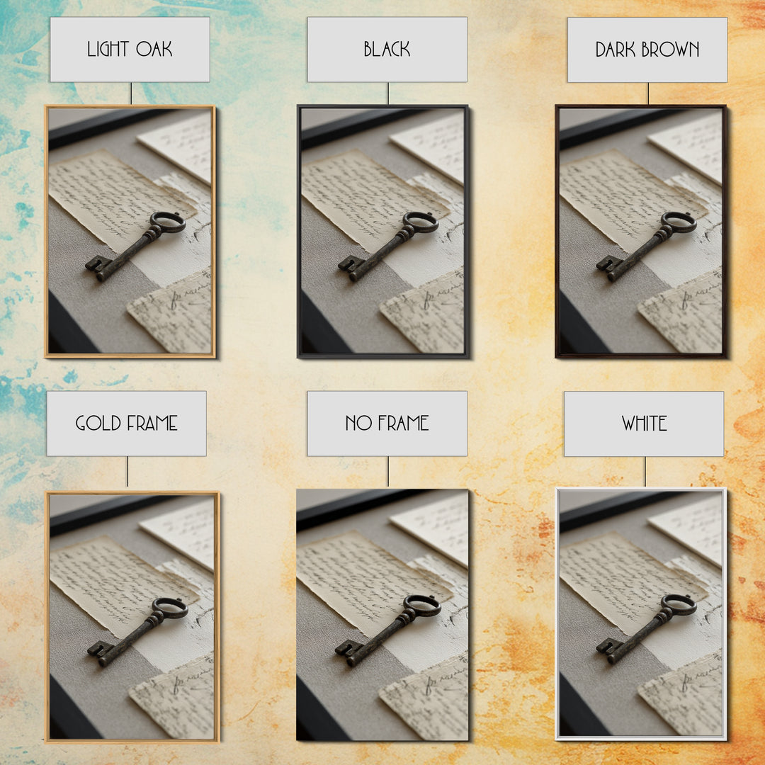 Antique Key and Handwritten Letter Arrangement Without Canvas Print, Bed and Breakfast Art, Coffee Art, Living Room Decor, BAB-2x3-89