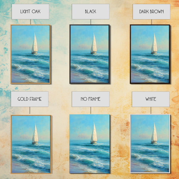 Coastal Inn Sailboat at Sunrise Framed Canvas Print, Bed and Breakfast Art, Bedroom Wall Art, Living Room Decor, Fine Art, BAB-2x3-97