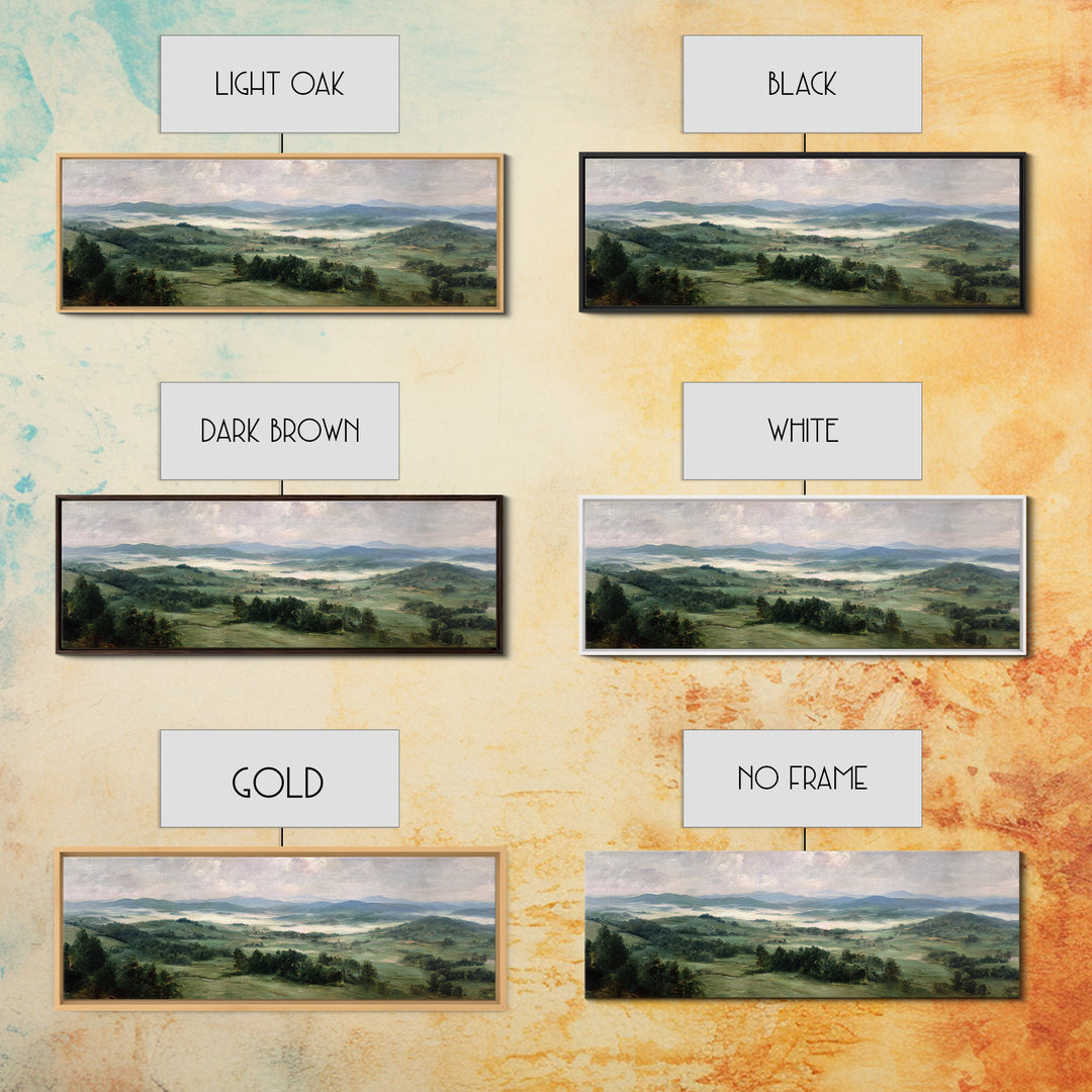 Classic Landscape with Rolling Green Hills Canvas Print, Bed and Breakfast Art, Neutral Decor, Living Room Decor, Oil Painting, BAB-3x1-40
