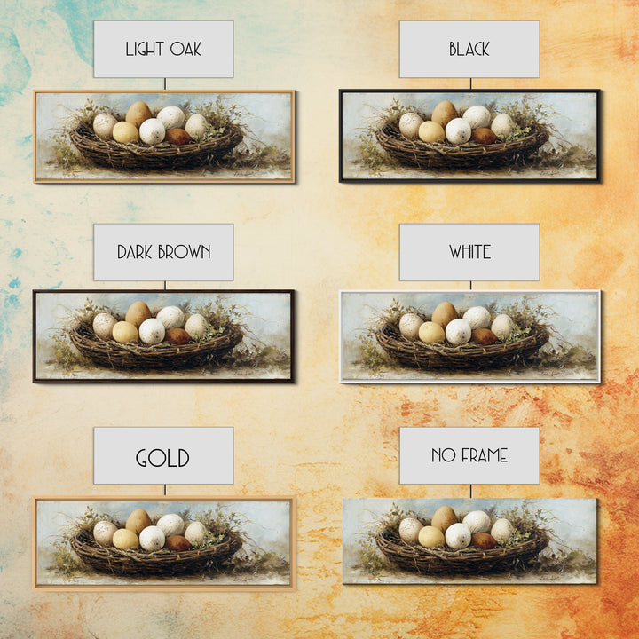 Fresh Eggs in a Woven Basket with Canvas Print, Bed and Breakfast Art, Bedroom Wall Decor, Living Room Decor, Fine Art, BAB-3x1-46